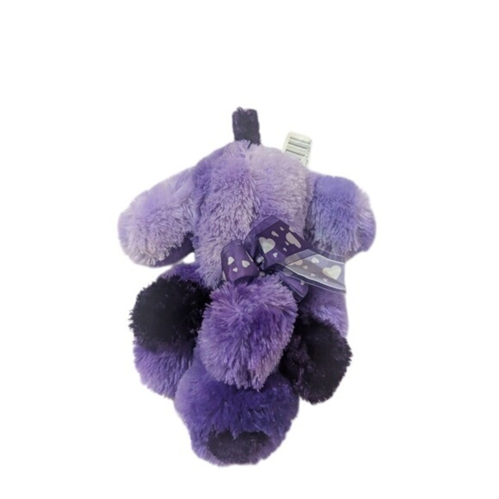 Walmart‎ Purple Plush Puppy Dog Stuffed Animal Heart Ribbon 11 inch